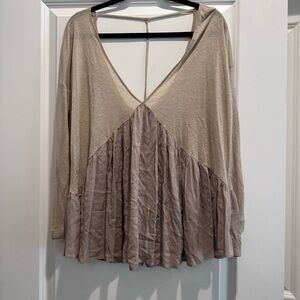 Elegant Tan and Brown Women's Top